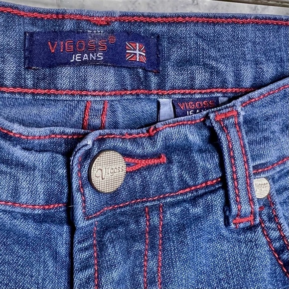 UK Vigoss British Y2K Raw Hem Rare Medium Wash Denim Jeans Women’s 7 / 8 - Picture 6 of 13